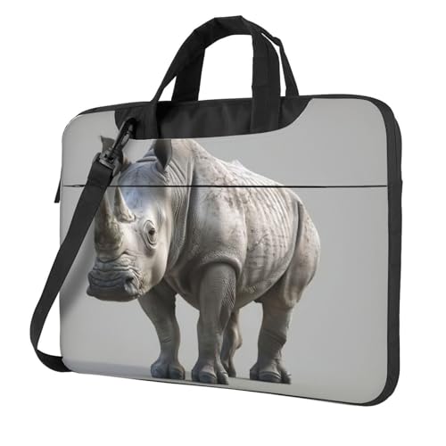 Laptoptasche mit Tiernashorn-Druck, tragbare Laptoptasche, kompatibel mit 13-16 Zoll (33 - 40,6 cm), Schwarz , 13 inch von Yyoretp