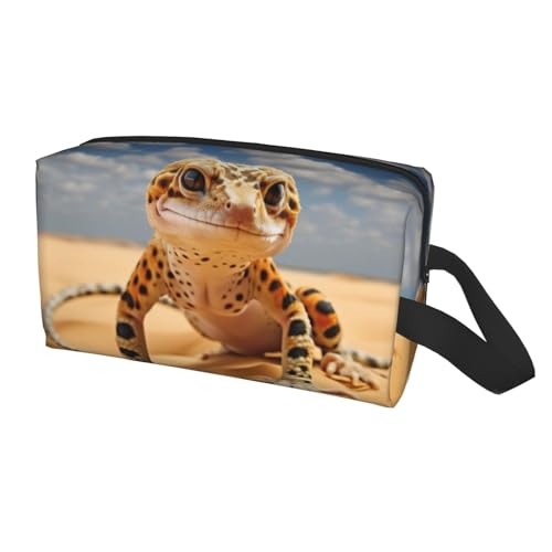 Reise-Aufbewahrungstasche für Männer und Frauen, großes Fassungsvermögen, tragbarer Kulturbeutel, Leoparden-Gecko-Druck, Sandfarben Reise-Aufbewahrungstasche für Männer und Frauen, großes Fassungsvermögen, tragbarer Kulturbeutel, Leoparden-Gecko-Druck, Sandfarben von Yyoretp
