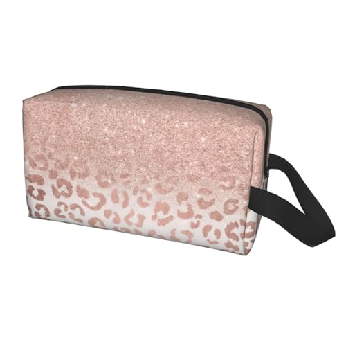 Reise-Aufbewahrungstasche für Männer und Frauen, großes Fassungsvermögen, tragbarer Kulturbeutel, rotgoldener Glitzer-Druck von Yyoretp