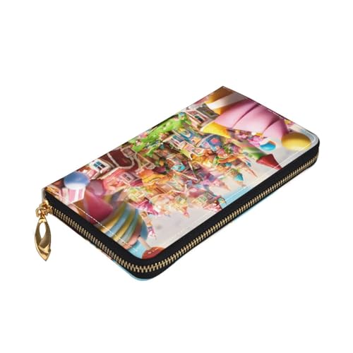 Yyoretp Candy Land Print Premium Leder Geldbörse mit Reißverschluss für Damen und Herren Scheckbuchhülle RFID-Blockierung von Yyoretp