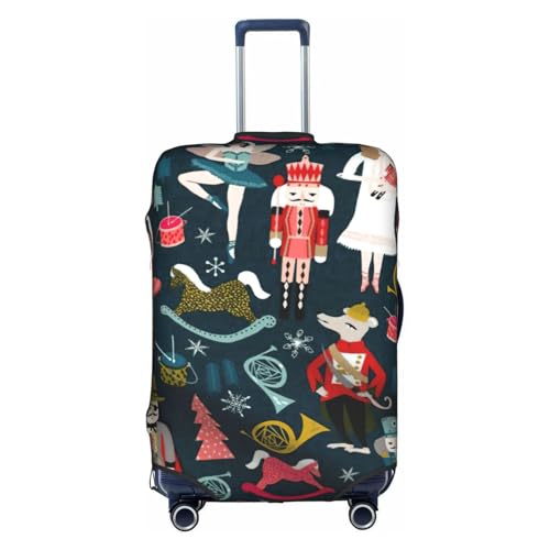 Yyoretp Damen Nussknacker Ballett Xmas Dance Print Elastische Gepäckabdeckung Kofferschutz Abdeckung mit Reißverschluss passend für 45,7 - 81,3 cm, weiß, L von Yyoretp