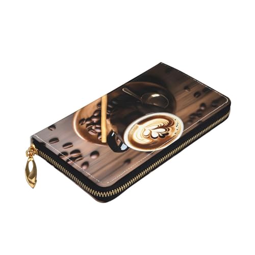Yyoretp Delicious Heart Coffee Print Premium Leather Zip Around Wallet for Women and Men Checkbook Cover RFID Blocking von Yyoretp