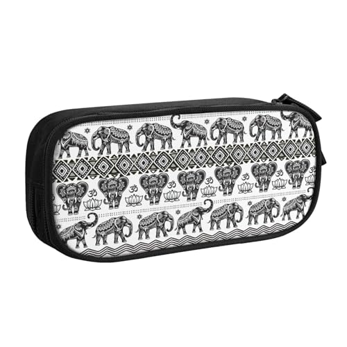 Yyoretp Federmäppchen mit großem Fassungsvermögen, Bohemian-Elefanten-Muster, doppellagiger Reißverschluss, Make-up-Tasche, Federmäppchen., Schwarz , Einheitsgröße, Kosmetikkoffer Yyoretp Federmäppchen mit großem Fassungsvermögen, Bohemian-Elefanten-Muster, doppellagiger Reißverschluss, Make-up-Tasche, Federmäppchen., Schwarz , Einheitsgröße, Kosmetikkoffer von Yyoretp