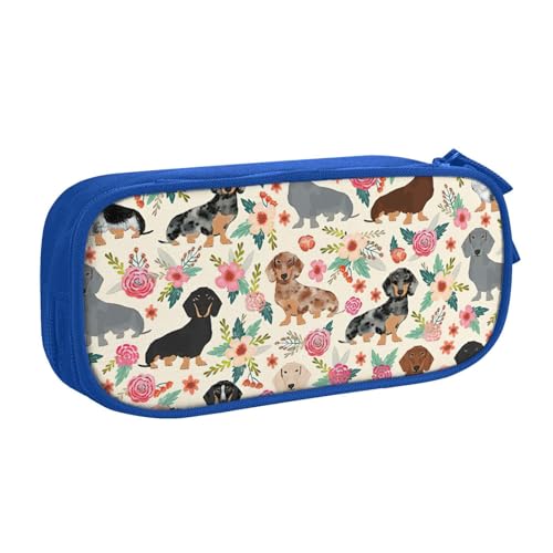Yyoretp Federmäppchen mit großem Fassungsvermögen, Dackel-Blumendruck, doppellagiger Reißverschluss, Make-up-Tasche, Stiftebox., blau, Einheitsgröße, Kosmetikkoffer Yyoretp Federmäppchen mit großem Fassungsvermögen, Dackel-Blumendruck, doppellagiger Reißverschluss, Make-up-Tasche, Stiftebox., blau, Einheitsgröße, Kosmetikkoffer von Yyoretp