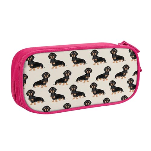 Yyoretp Federmäppchen mit großem Fassungsvermögen, Dackel-Motiv, doppellagiger Reißverschluss, Make-up-Tasche, Stiftebox., rose, Einheitsgröße, Kosmetikkoffer von Yyoretp