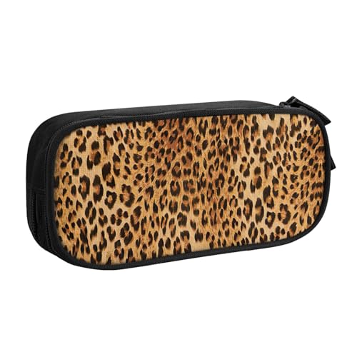 Yyoretp Federmäppchen mit großem Fassungsvermögen, Leopardenmuster, doppellagiger Reißverschluss, Make-up-Tasche, Federmäppchen., Schwarz , Einheitsgröße, Kosmetikkoffer von Yyoretp