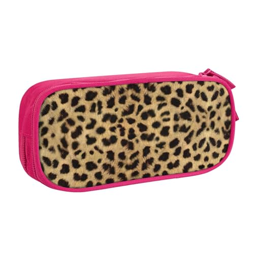 Yyoretp Federmäppchen mit großem Fassungsvermögen, Leopardenmuster, doppellagiger Reißverschluss, Make-up-Tasche, Federmäppchen., rose, Einheitsgröße, Kosmetikkoffer von Yyoretp
