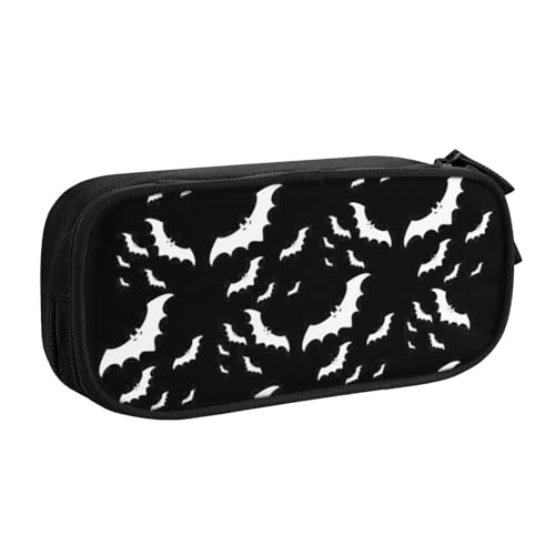 Yyoretp Federmäppchen mit großem Fassungsvermögen, Motiv: fliegende Fledermäuse, doppellagiger Reißverschluss, Make-up-Tasche, Stiftebox., Schwarz , Einheitsgröße, Kosmetikkoffer von Yyoretp