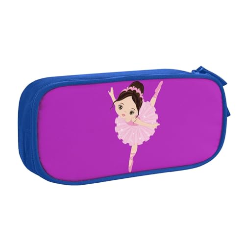 Yyoretp Federmäppchen mit großem Fassungsvermögen, Motiv: kleine Ballerina, tanzendes Mädchen, doppellagiger Reißverschluss, Make-up-Tasche, Federmäppchen., blau, Einheitsgröße, Kosmetikkoffer von Yyoretp
