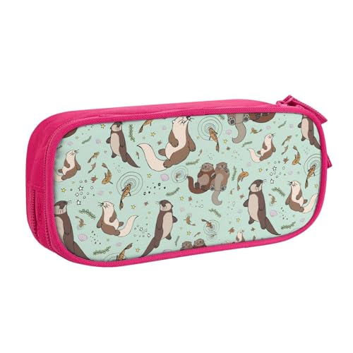 Yyoretp Federmäppchen mit großem Fassungsvermögen, Otter-Druck, doppellagiger Reißverschluss, Make-up-Tasche, Stiftebox., rose, Einheitsgröße, Kosmetikkoffer von Yyoretp