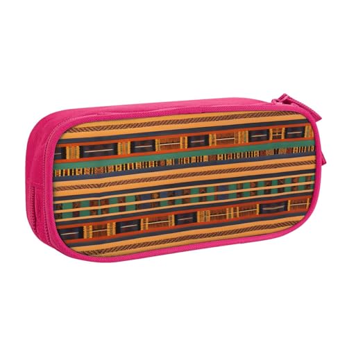 Yyoretp Federmäppchen mit großem Fassungsvermögen, afrikanischer Webdruck, doppellagiger Reißverschluss, Make-up-Tasche, Federmäppchen., rose, Einheitsgröße, Kosmetikkoffer von Yyoretp