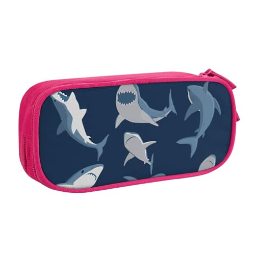 Yyoretp Federmäppchen mit großem Fassungsvermögen, blauer Cartoon-Hai-Druck, doppellagiger Reißverschluss, Make-up-Tasche, Stiftebox., rose, Einheitsgröße, Kosmetikkoffer Yyoretp Federmäppchen mit großem Fassungsvermögen, blauer Cartoon-Hai-Druck, doppellagiger Reißverschluss, Make-up-Tasche, Stiftebox., rose, Einheitsgröße, Kosmetikkoffer von Yyoretp