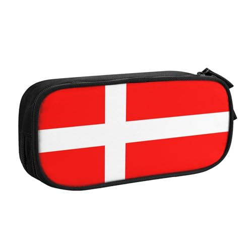 Yyoretp Federmäppchen mit großem Fassungsvermögen, dänische Flagge, doppellagiger Reißverschluss, Make-up-Tasche, Stiftebox., Schwarz , Einheitsgröße, Kosmetikkoffer von Yyoretp