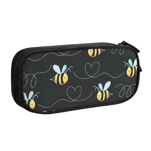 Yyoretp Federmäppchen mit großem Fassungsvermögen, doppelschichtiger Reißverschluss, Make-up-Tasche, Stiftebox., Schwarz , Einheitsgröße, Kosmetikkoffer von Yyoretp