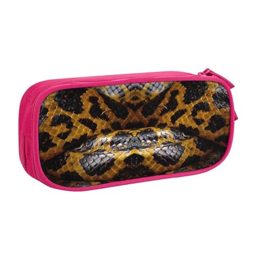 Yyoretp Federmäppchen mit großem Fassungsvermögen, gelbes Schlangenmuster, doppellagiger Reißverschluss, Make-up-Tasche, Stiftebox., rose, Einheitsgröße, Kosmetikkoffer von Yyoretp