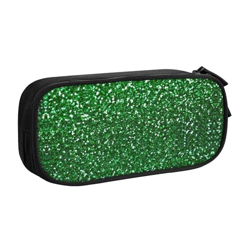 Yyoretp Federmäppchen mit großem Fassungsvermögen, grüne Pailletten, glitzernder Druck, doppellagiger Reißverschluss, Make-up-Tasche, Stiftebox., Schwarz , Einheitsgröße, Kosmetikkoffer von Yyoretp