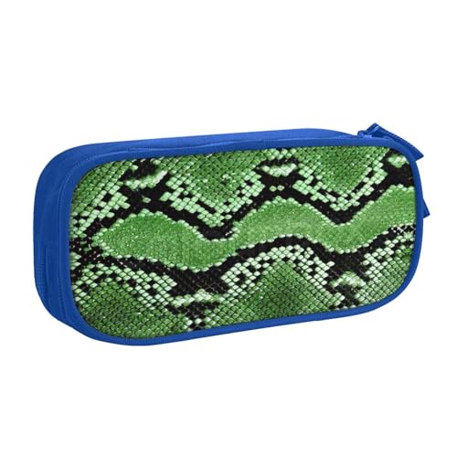 Yyoretp Federmäppchen mit großem Fassungsvermögen, grüner Schlangenleder-Druck, doppellagiger Reißverschluss, Make-up-Tasche, Federmäppchen., blau, Einheitsgröße, Kosmetikkoffer Yyoretp Federmäppchen mit großem Fassungsvermögen, grüner Schlangenleder-Druck, doppellagiger Reißverschluss, Make-up-Tasche, Federmäppchen., blau, Einheitsgröße, Kosmetikkoffer von Yyoretp