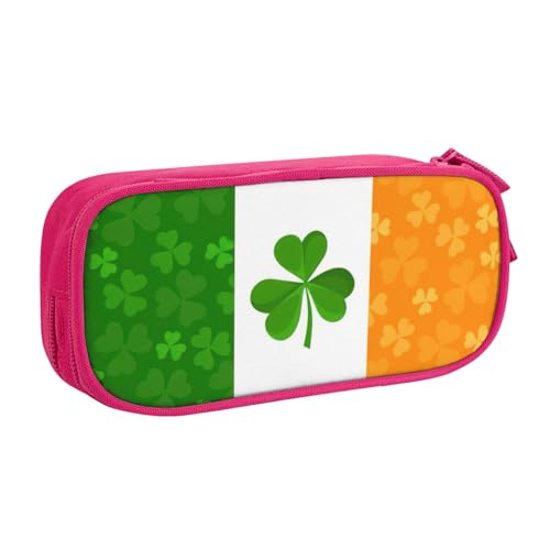 Yyoretp Federmäppchen mit großem Fassungsvermögen, irische Flagge, doppellagiger Reißverschluss, Make-up-Tasche, Federmäppchen., rose, Einheitsgröße, Kosmetikkoffer von Yyoretp