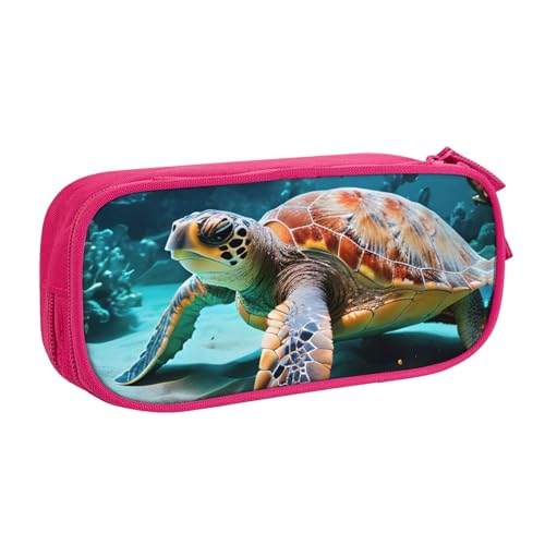 Yyoretp Federmäppchen mit großem Fassungsvermögen, mit Meeresschildkrötenmuster, doppellagiger Reißverschluss, Make-up-Tasche, Stiftebox., rose, Einheitsgröße, Kosmetikkoffer von Yyoretp