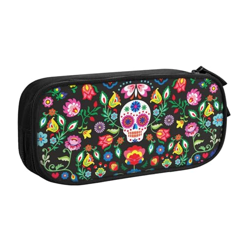 Yyoretp Federmäppchen mit großem Fassungsvermögen, mit Totenkopf- und Blumendruck, doppellagiger Reißverschluss, Make-up-Tasche, Stiftebox., Schwarz , Einheitsgröße, Kosmetikkoffer Yyoretp Federmäppchen mit großem Fassungsvermögen, mit Totenkopf- und Blumendruck, doppellagiger Reißverschluss, Make-up-Tasche, Stiftebox., Schwarz , Einheitsgröße, Kosmetikkoffer von Yyoretp