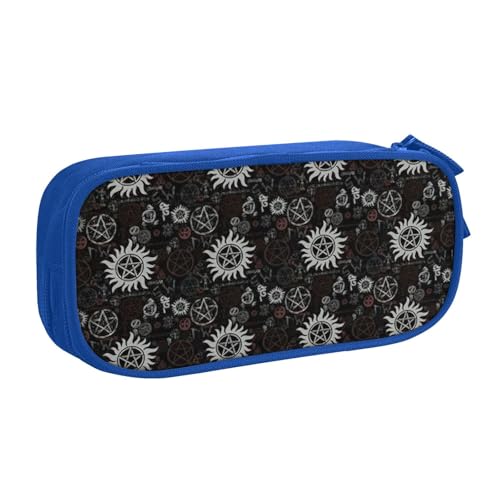 Yyoretp Federmäppchen mit großem Fassungsvermögen, mit übernatürlichen Symbolen, schwarzer Druck, doppellagiger Reißverschluss, Make-up-Tasche, Federmäppchen., blau, Einheitsgröße, Kosmetikkoffer Yyoretp Federmäppchen mit großem Fassungsvermögen, mit übernatürlichen Symbolen, schwarzer Druck, doppellagiger Reißverschluss, Make-up-Tasche, Federmäppchen., blau, Einheitsgröße, Kosmetikkoffer von Yyoretp