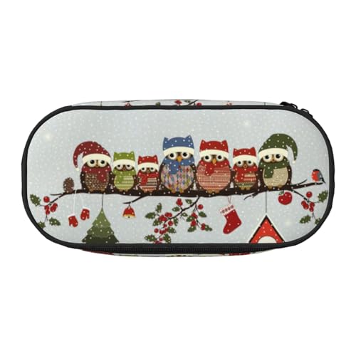 Yyoretp Federmäppchen mit großem Fassungsvermögen, niedliche Weihnachts-Eulen auf Ast, großes Federmäppchen, Schreibwaren, Stifteetui für Bürobedarf von Yyoretp