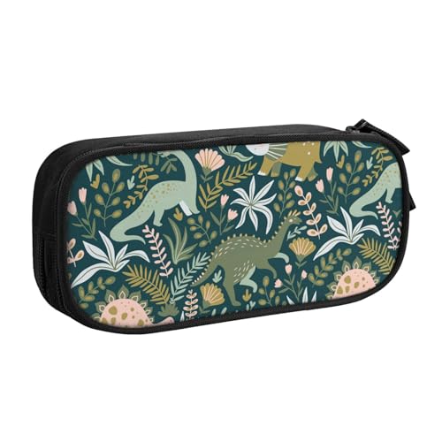 Yyoretp Federmäppchen mit großem Fassungsvermögen, niedlicher Dinosaurier-Druck, doppellagiger Reißverschluss, Make-up-Tasche, Federmäppchen., Schwarz , Einheitsgröße, Kosmetikkoffer von Yyoretp