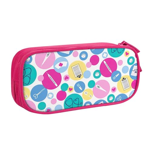 Yyoretp Federmäppchen mit großem Fassungsvermögen, niedlicher Krankenschwesterdruck, doppellagiger Reißverschluss, Make-up-Tasche, Stiftebox., rose, Einheitsgröße, Kosmetikkoffer von Yyoretp