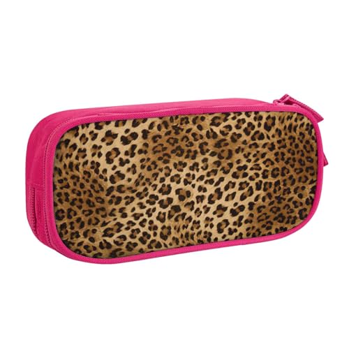 Yyoretp Federmäppchen mit großem Fassungsvermögen, niedliches Leopardenmuster, doppellagiger Reißverschluss, Make-up-Tasche, Federmäppchen., rose, Einheitsgröße, Kosmetikkoffer von Yyoretp