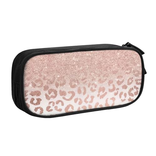 Yyoretp Federmäppchen mit großem Fassungsvermögen, rotgoldener Glitzer-Druck, doppellagiger Reißverschluss, Make-up-Tasche, Stiftebox., Schwarz , Einheitsgröße, Kosmetikkoffer von Yyoretp