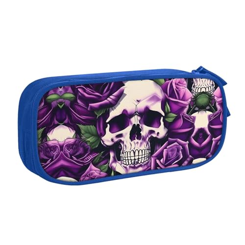 Yyoretp Federmäppchen mit großem Fassungsvermögen, viele violette Rosen mit Totenkopf-Aufdruck, doppellagiger Reißverschluss, Make-up-Tasche, Stiftebox., blau, Einheitsgröße, Kosmetikkoffer Yyoretp Federmäppchen mit großem Fassungsvermögen, viele violette Rosen mit Totenkopf-Aufdruck, doppellagiger Reißverschluss, Make-up-Tasche, Stiftebox., blau, Einheitsgröße, Kosmetikkoffer von Yyoretp