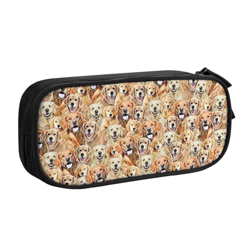 Yyoretp Federmäppchen mit großem Fassungsvermögen und Labrador-Retriever-Hunde-Aufdruck, doppellagiger Reißverschluss, Make-up-Tasche, Stiftebox., Schwarz , Einheitsgröße, Kosmetikkoffer von Yyoretp
