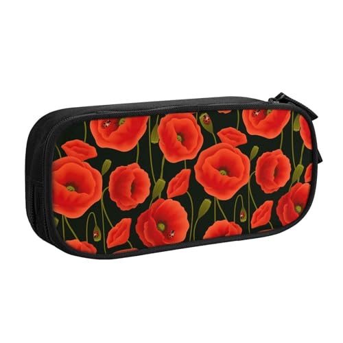 Yyoretp Federmäppchen mit großem Fassungsvermögen und Mohnblumen-Druck, doppellagiger Reißverschluss, Make-up-Tasche, Stiftebox., Schwarz , Einheitsgröße, Kosmetikkoffer Yyoretp Federmäppchen mit großem Fassungsvermögen und Mohnblumen-Druck, doppellagiger Reißverschluss, Make-up-Tasche, Stiftebox., Schwarz , Einheitsgröße, Kosmetikkoffer von Yyoretp
