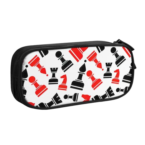 Yyoretp Federmäppchen mit großem Fassungsvermögen und Schachmuster, doppellagiger Reißverschluss, Make-up-Tasche, Stiftebox., Schwarz , Einheitsgröße, Kosmetikkoffer von Yyoretp