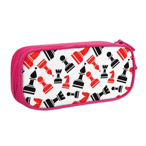 Yyoretp Federmäppchen mit großem Fassungsvermögen und Schachmuster, doppellagiger Reißverschluss, Make-up-Tasche, Stiftebox., rose, Einheitsgröße, Kosmetikkoffer von Yyoretp