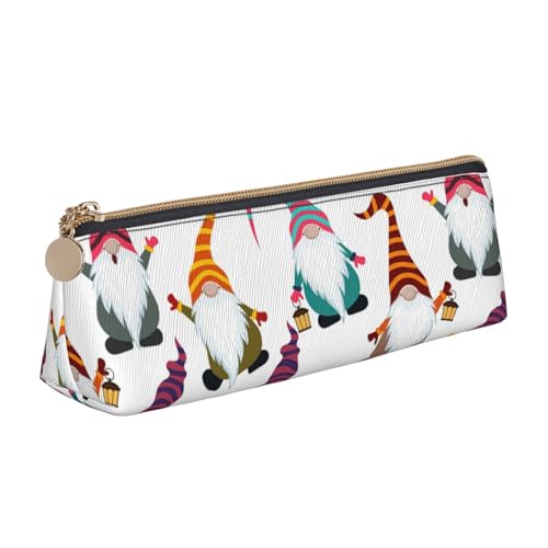 Yyoretp Federmäppchen mit lustigem Weihnachts-Zwergen-Druck, einfache dreieckige Aufbewahrungstasche für Bürobedarf, Kosmetik, Toilettenartikel, weiß, Einheitsgröße, Kosmetikkoffer von Yyoretp