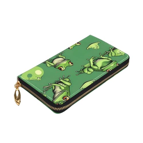 Yyoretp Funny Green Frogs Print Premium Leather Zip Around Wallet for Women and Men Checkbook Cover RFID Blocking von Yyoretp