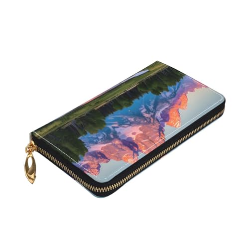 Yyoretp Grand Teton National Park Print Premium Leder Zip Around Wallet für Damen und Herren Scheckbuchhülle RFID Blocking von Yyoretp