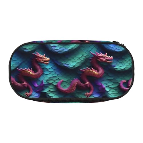 Yyoretp Große Kapazität 3D Magical Dragon Scales Pattern Print Pencil Case Large Pencil Pouch Stationery Pen Bag for Office Supplies von Yyoretp