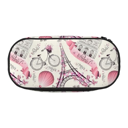 Yyoretp Großes Fassungsvermögen, Motiv: Der Turm von Paris und einem Fahrrad, großes Federmäppchen, Schreibwaren, Stifteetui für Bürobedarf von Yyoretp
