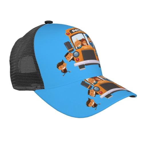 Yyoretp Klassische Baseballkappe mit Netzrücken, Schulbus-Druck, für den Sommer, Schirmmütze, verstellbar, Unisex, Schwarz Yyoretp Klassische Baseballkappe mit Netzrücken, Schulbus-Druck, für den Sommer, Schirmmütze, verstellbar, Unisex, Schwarz von Yyoretp