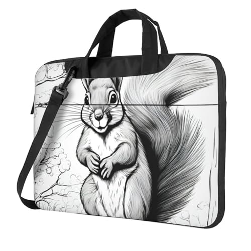 Yyoretp Laptoptasche mit Cartoon-Eichhörnchen-Druck, tragbare Laptoptasche, kompatibel mit 13-16 Zoll (33 - 40,6 cm), Schwarz , 15.6 inch von Yyoretp