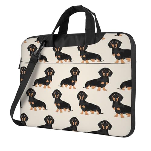 Yyoretp Laptoptasche mit Dackel-Motiv, tragbare Laptoptasche, kompatibel mit 13-16 Zoll (33 - 40,6 cm), Schwarz , 13 inch von Yyoretp