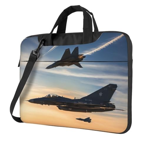 Yyoretp Laptoptasche mit Flugzeug-Motiv "Fighter Jets", tragbar, mit einer Schultertasche, kompatibel mit 13-16 Zoll (33 - 40,6 cm), Schwarz , 14 inch von Yyoretp