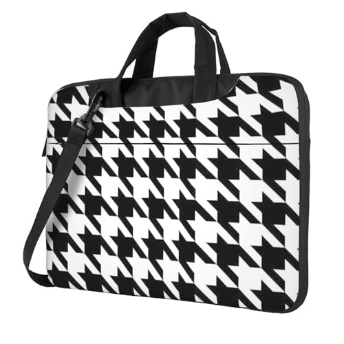 Yyoretp Laptoptasche mit Hahnentrittmuster, tragbar, mit einer Schultertasche, kompatibel mit 13-16 Zoll (33 - 40,6 cm), Schwarz , 15.6 inch von Yyoretp