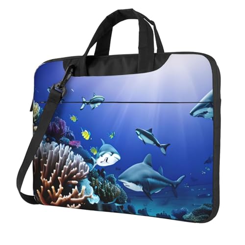 Yyoretp Laptoptasche mit Haifisch-Motiv, tragbar, mit einer Schultertasche, kompatibel mit 13-16 Zoll (33 - 40,6 cm), Schwarz , 13 inch von Yyoretp