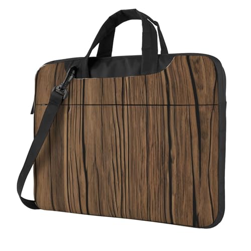 Yyoretp Laptoptasche mit Holzmaserung, tragbare Laptoptasche, kompatibel mit 13-16 Zoll (33 - 40,6 cm), Schwarz , 14 inch von Yyoretp