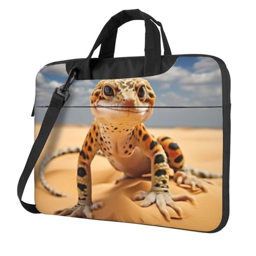 Yyoretp Laptoptasche mit Leopardenmuster und Gecko-Druck, tragbare Laptoptasche, kompatibel mit 13-16 Zoll (33 - 40,6 cm), Schwarz , 15.6 inch von Yyoretp