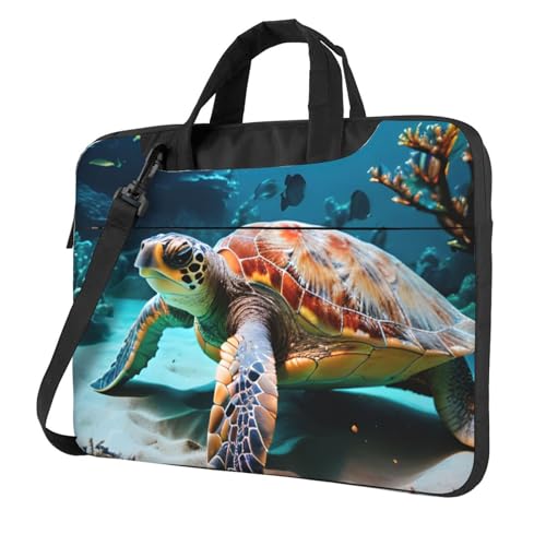 Yyoretp Laptoptasche mit Meeresschildkrötenmuster, tragbare Laptoptasche, kompatibel mit 13-16 Zoll (33 - 40,6 cm), Schwarz , 15.6 inch von Yyoretp