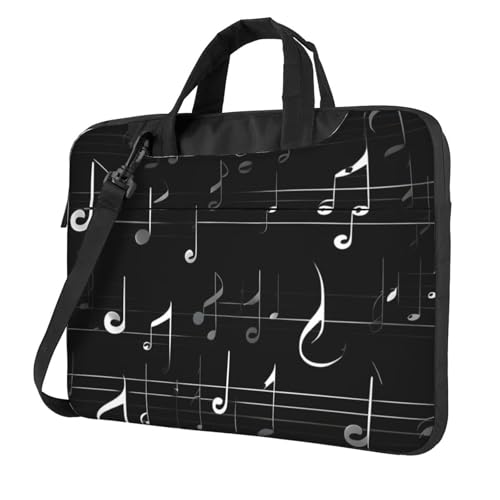 Yyoretp Laptoptasche mit Musiknoten-Aufdruck, tragbare Laptoptasche, kompatibel mit 13-16 Zoll (33 - 40,6 cm), Schwarz , 14 inch von Yyoretp